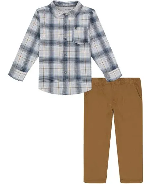 Calvin Klein baby-boys 2 Pieces Long Sleeve Woven Shirt Set