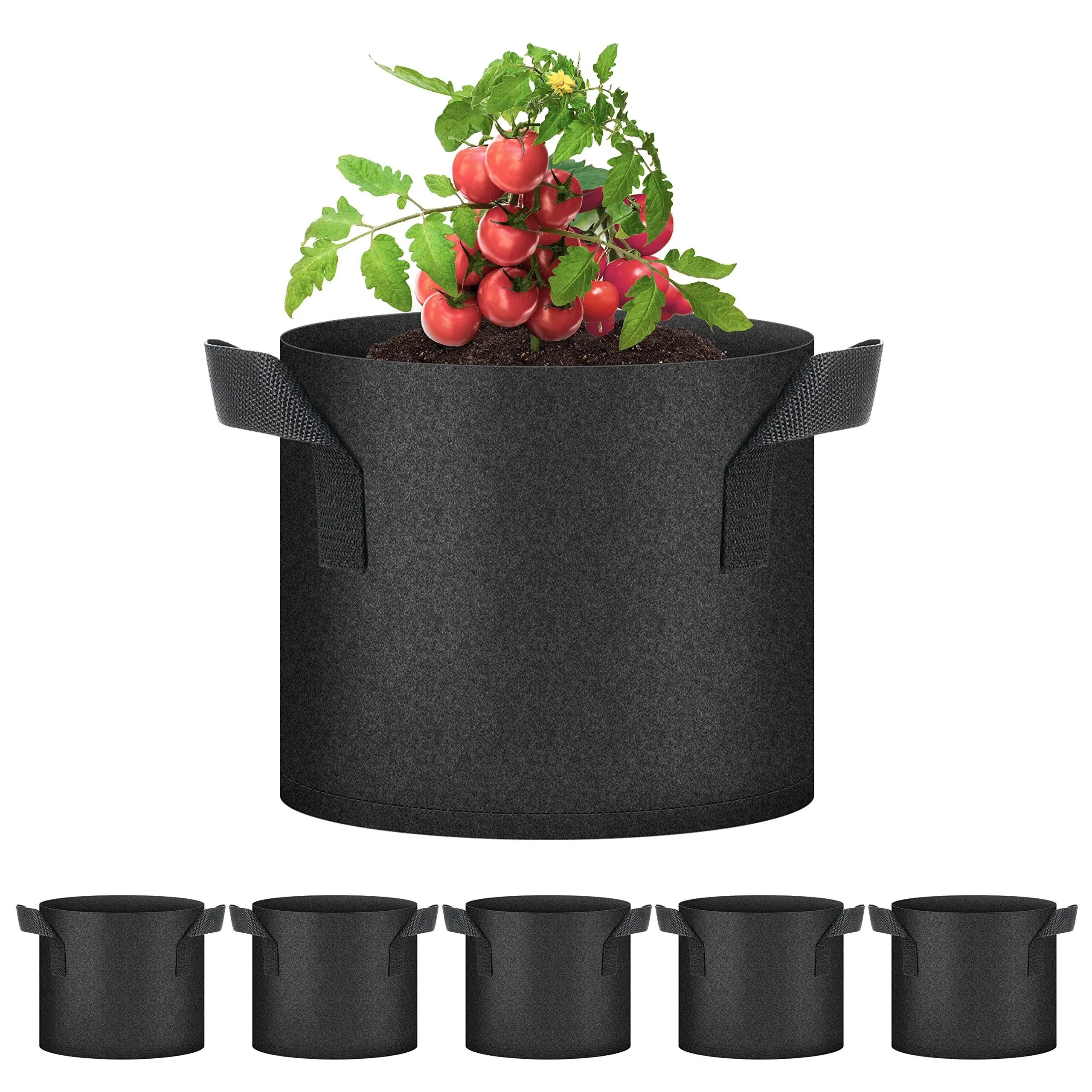 5pc- 7 Gallon Grow Bags, Fabric Plant Pots with Handles | adamsbargainshop