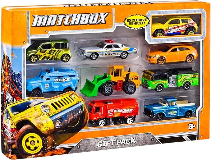 Matchbox Gift Set of 9 Themed Cars or Trucks in 1:64 Scale (Styles May Vary)