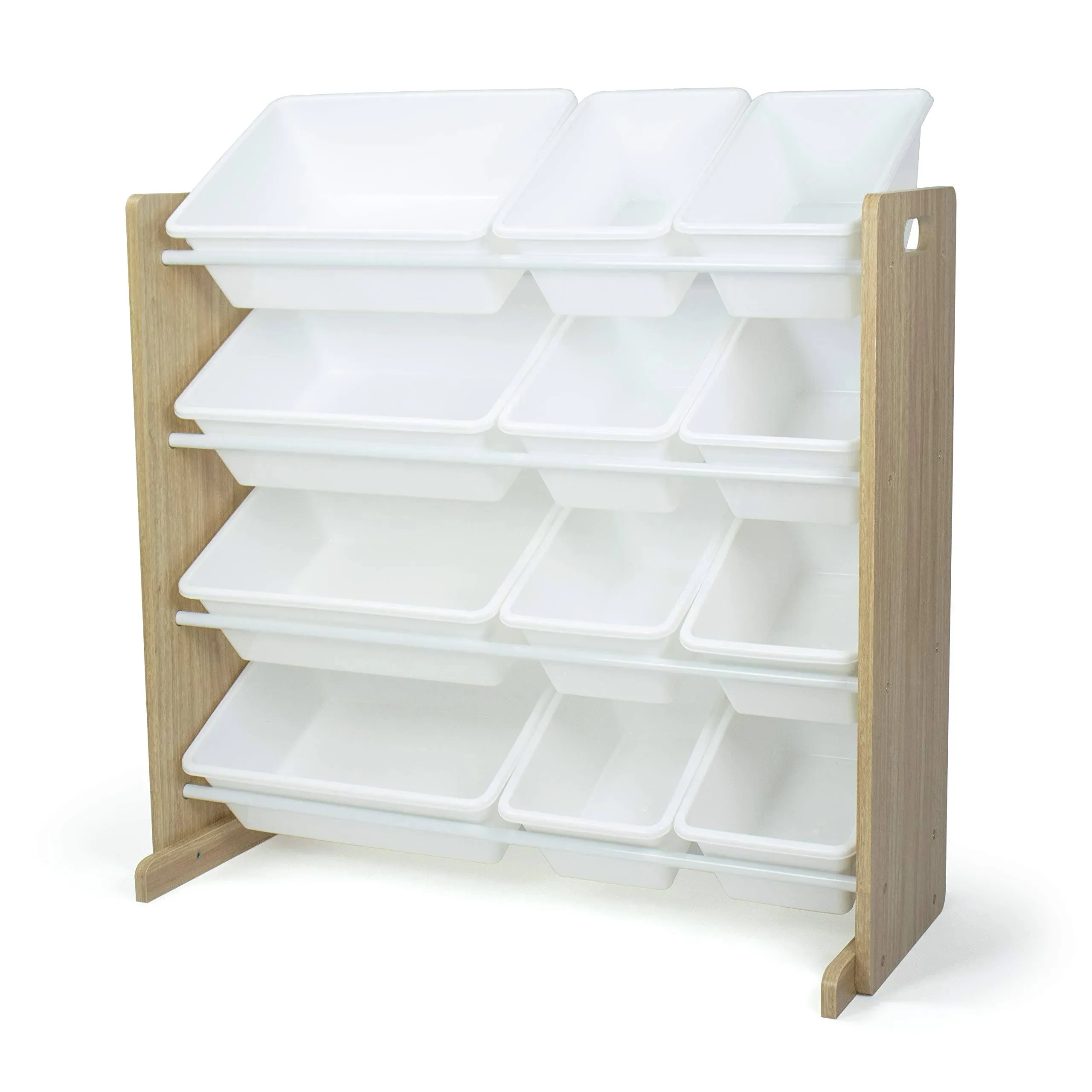 Humble Crew, Natural Wood/White Kids Toy Organizer with 12 Storage Bins