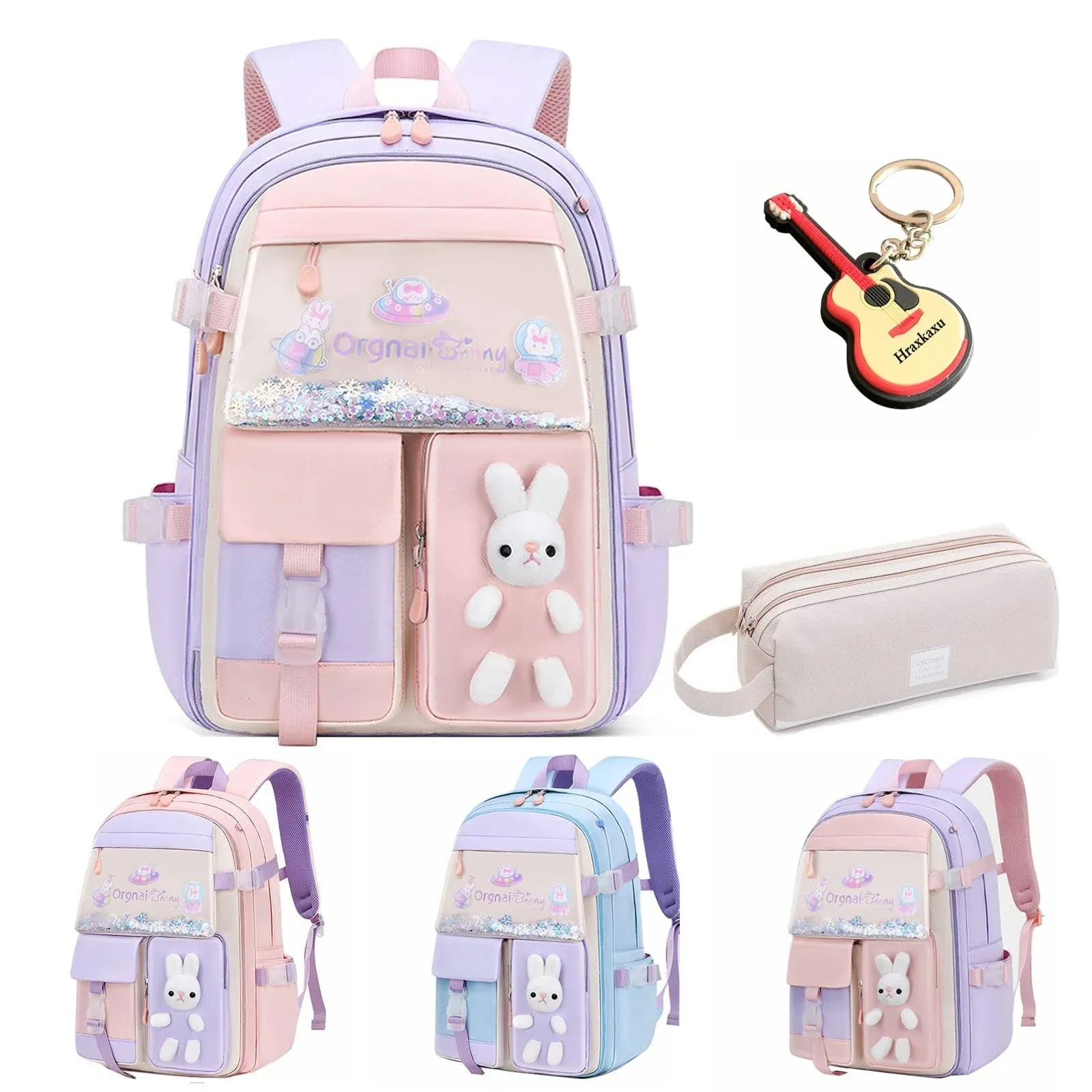 Cute Bunny Backpack, Kawaii Bunny Backpacks Girls,Back To School Large Capaci...