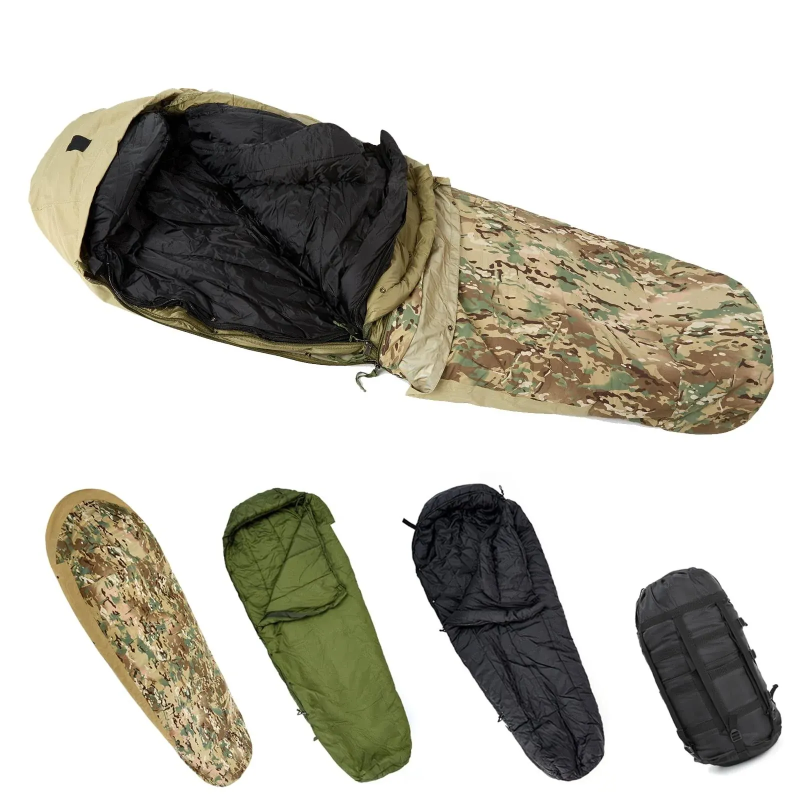 MT Army Military Modular Sleeping Bags System, Multi Layered with Bivy Cover for ...