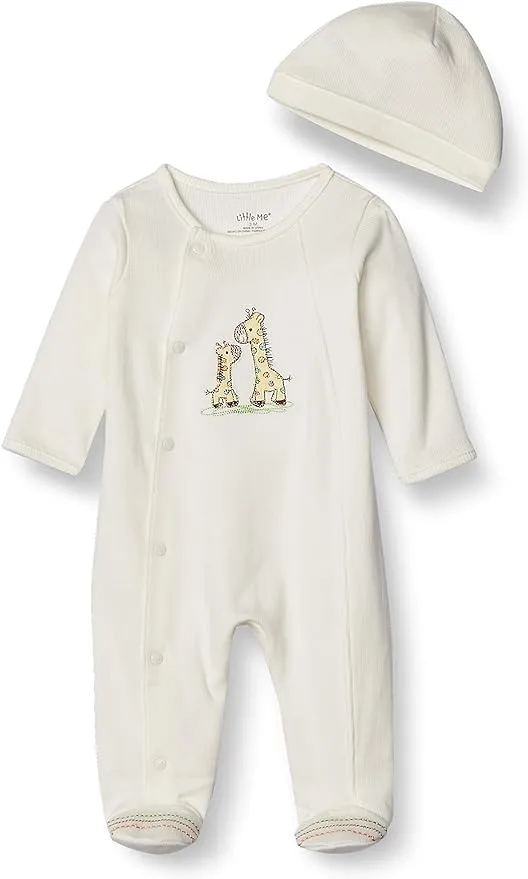 Baby Boys or Baby Girls Giraffe Coverall with Hat, 2 Piece Set