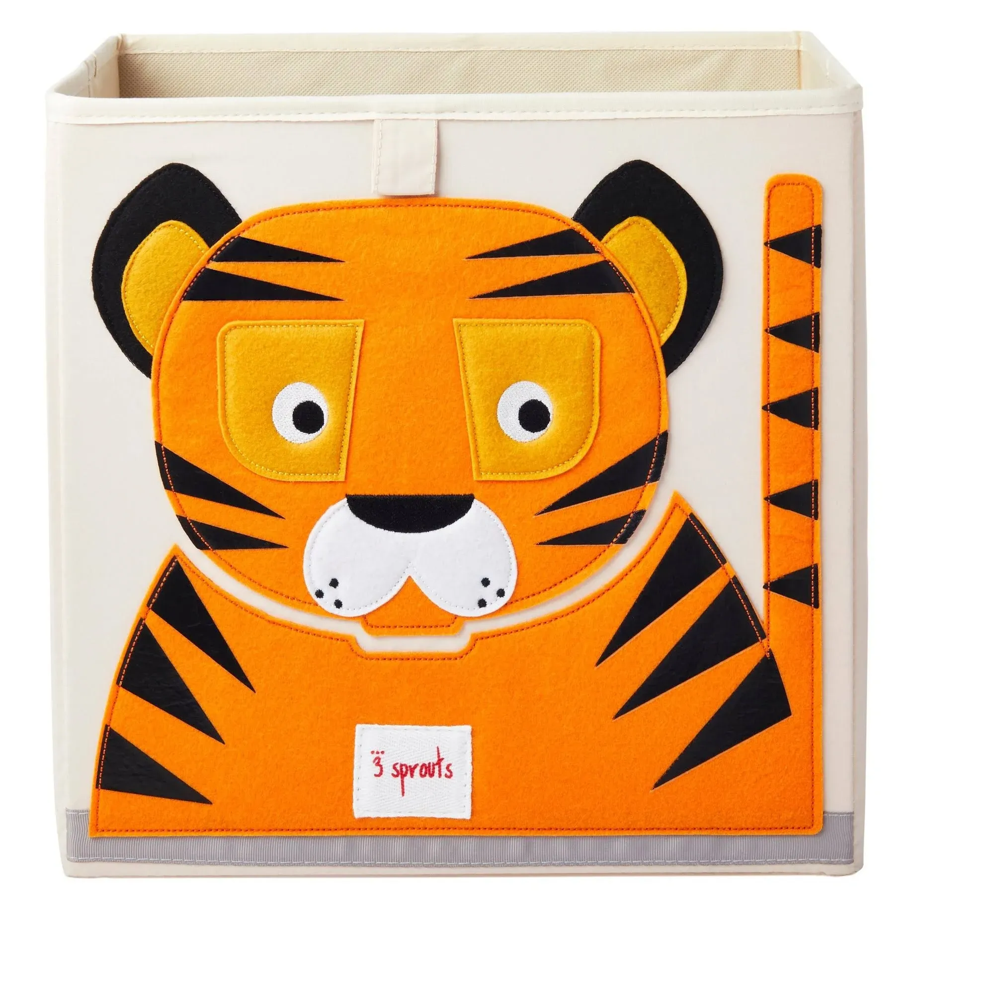 3 Sprouts - Kid's Foldable Fabric Storage Cube Box Soft Toy Bin, Friendly Tiger