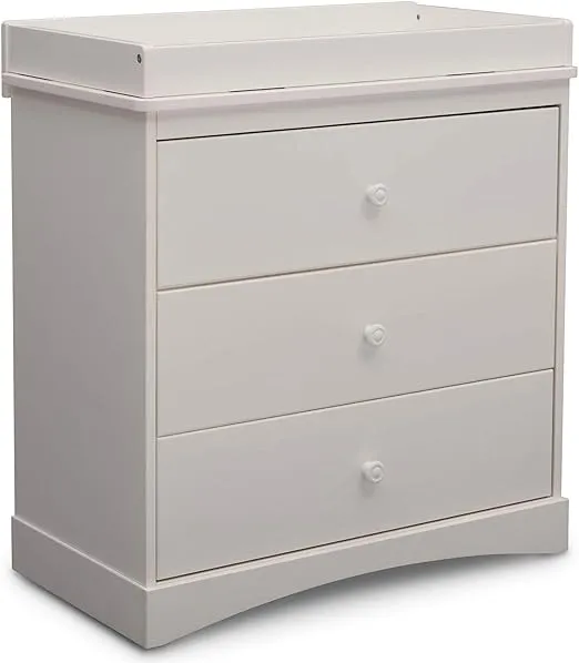 Delta Children Sutton 3 Drawer Dresser with Changing Top White