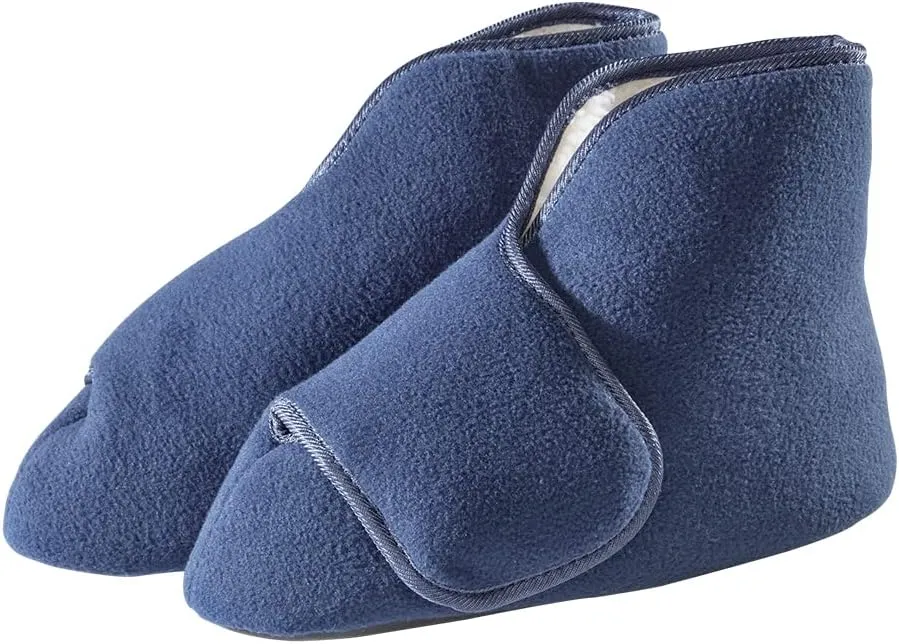 Silvert's Adaptive Clothing & Footwear Men’s & Women’s Extra Wide Soft Fleece Diabetic Bootie Slippers for Seniors