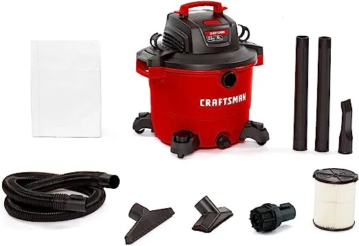 Craftsman CMXEVBE18695 16 Gallon 6.5 Peak HP Wet/Dry VAC, Heavy-Duty Shop Vacuum with Muffler/Diffuser and Attachments