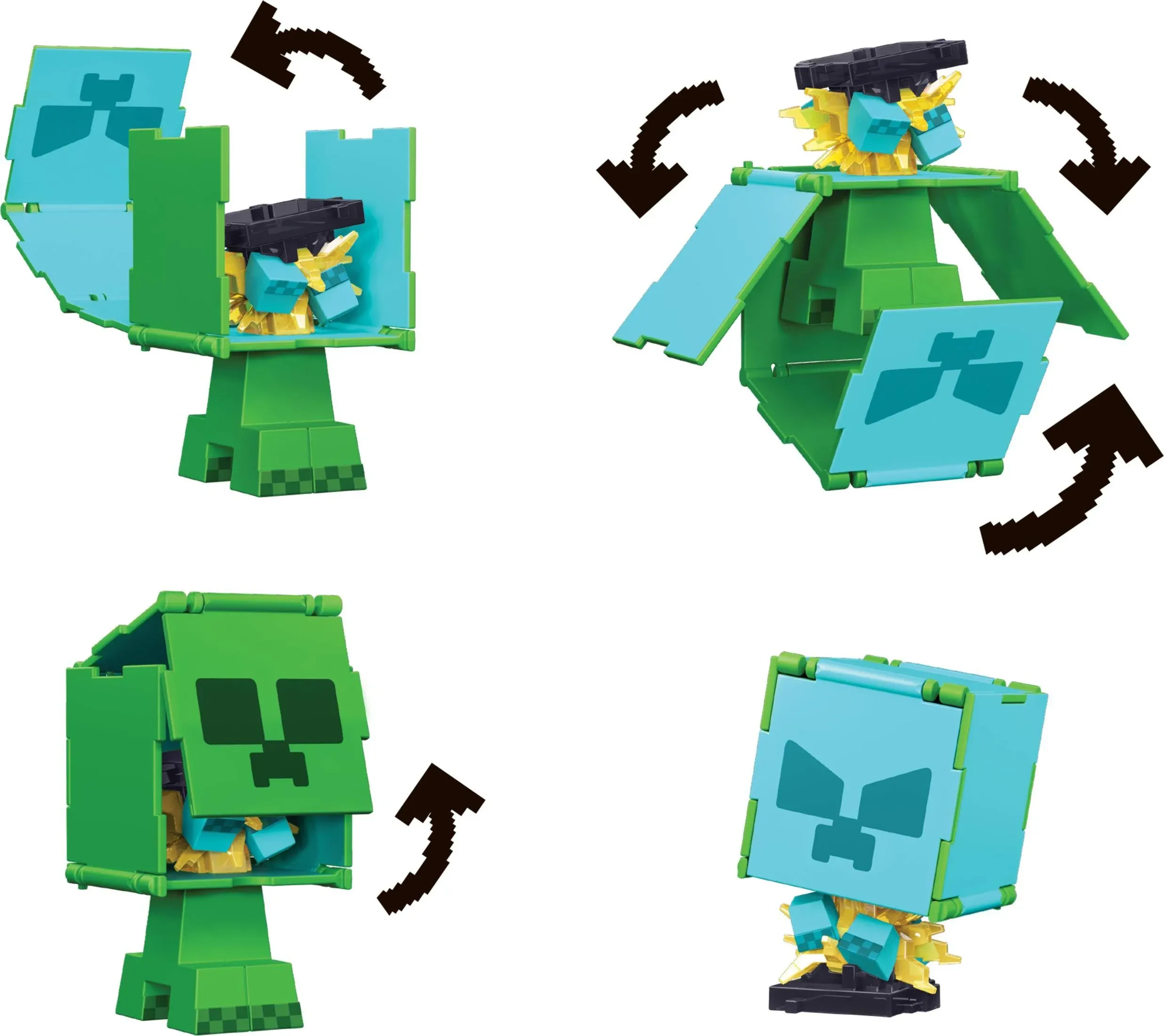 Mattel Spielfigur Minecraft Flippin' Figure Creeper + Charged Creeper