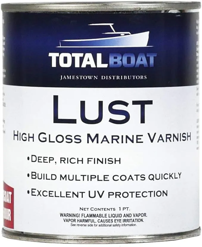 TotalBoat Lust Marine Varnish, High Gloss and Matte Finish for Wood