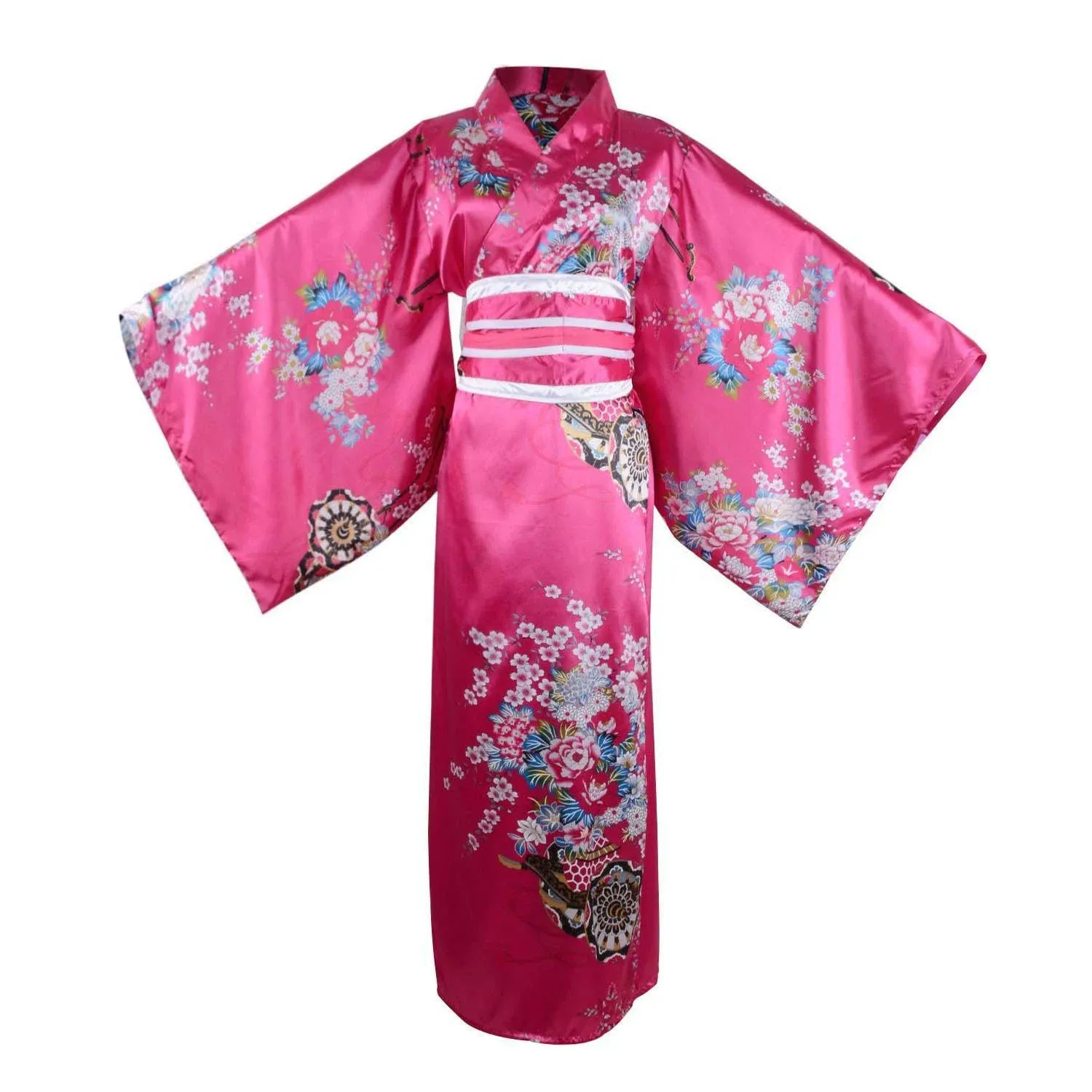 Wraith of East Kimono Costume Adult Japanese Geisha Yukata Floral Patten Gown ...