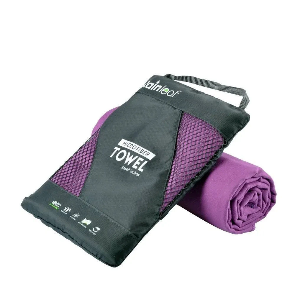 Rainleaf Microfiber Towel, 20 x 40 INCHES. Purple.