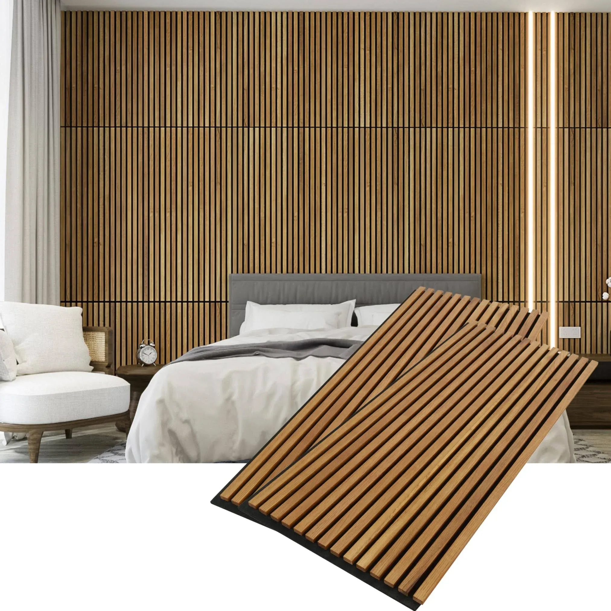 White Oak Solid Wood Slat Wall Panels