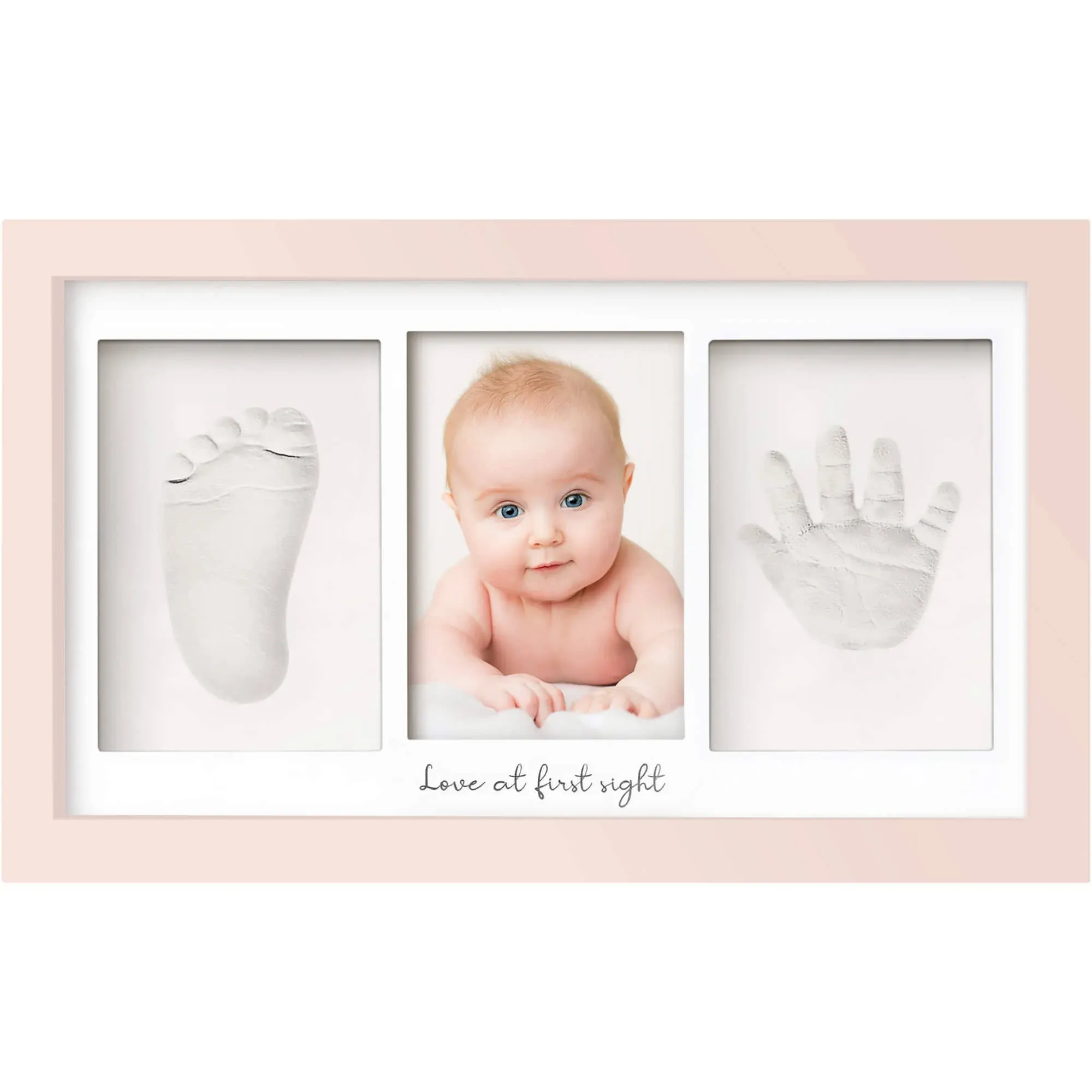 KeaBabies Baby Handprint & Footprint Keepsake Duo Frame in Petal Pink