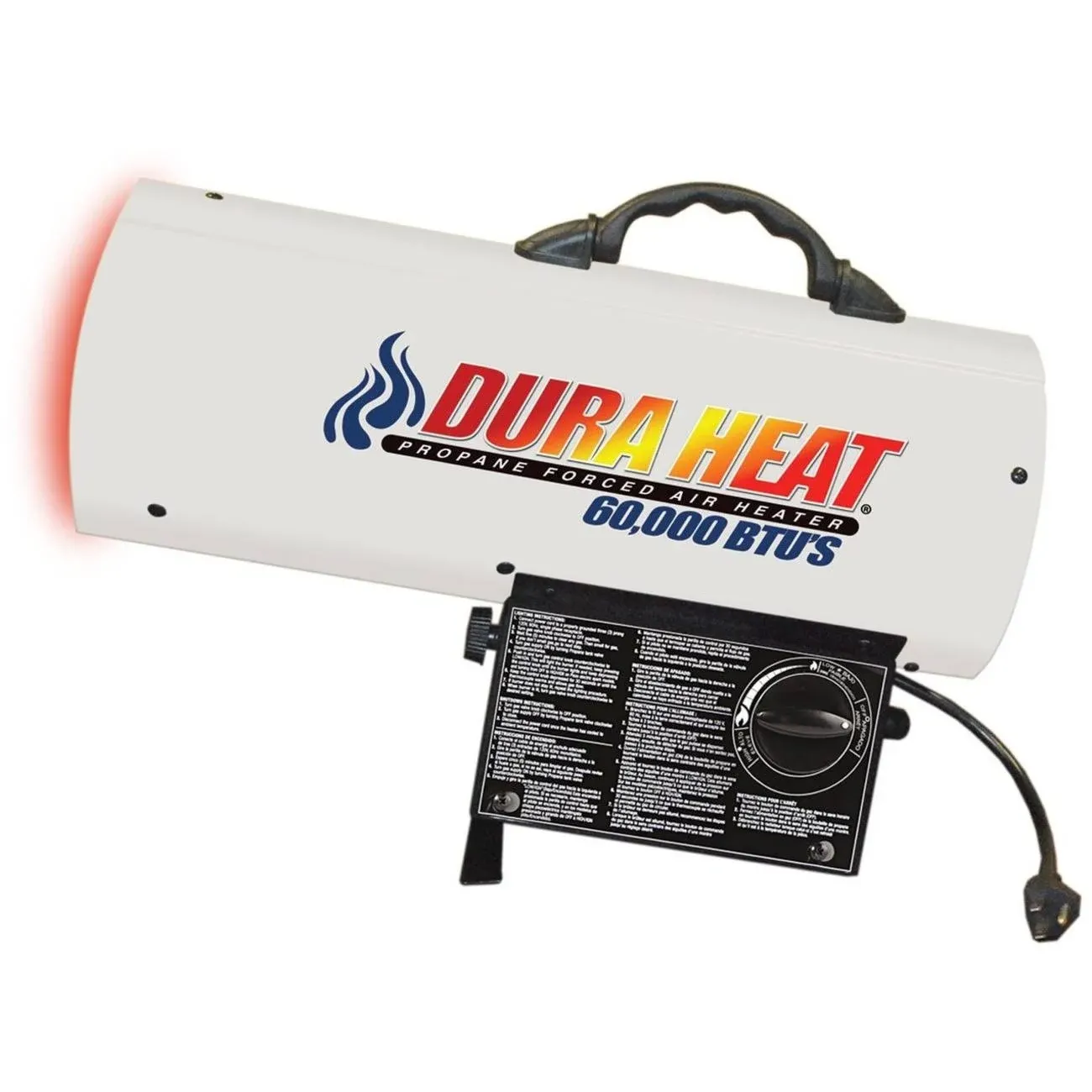 Dura Heat GFA60A Forced Air Heater, 20 lb Fuel Tank, Liquid Propane, 30000/40000/60000 Btu, 99 % Efficiency White