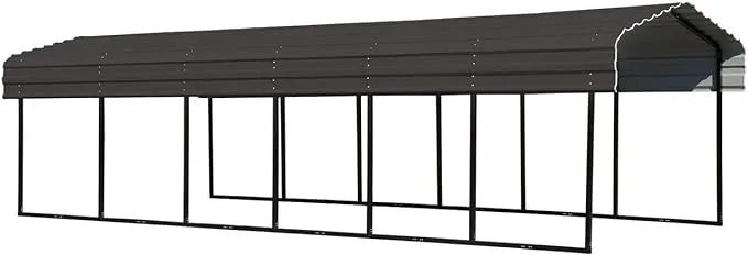 Steel Carport 12 x 24 x 7 ft. Galvanized Black/Charcoal