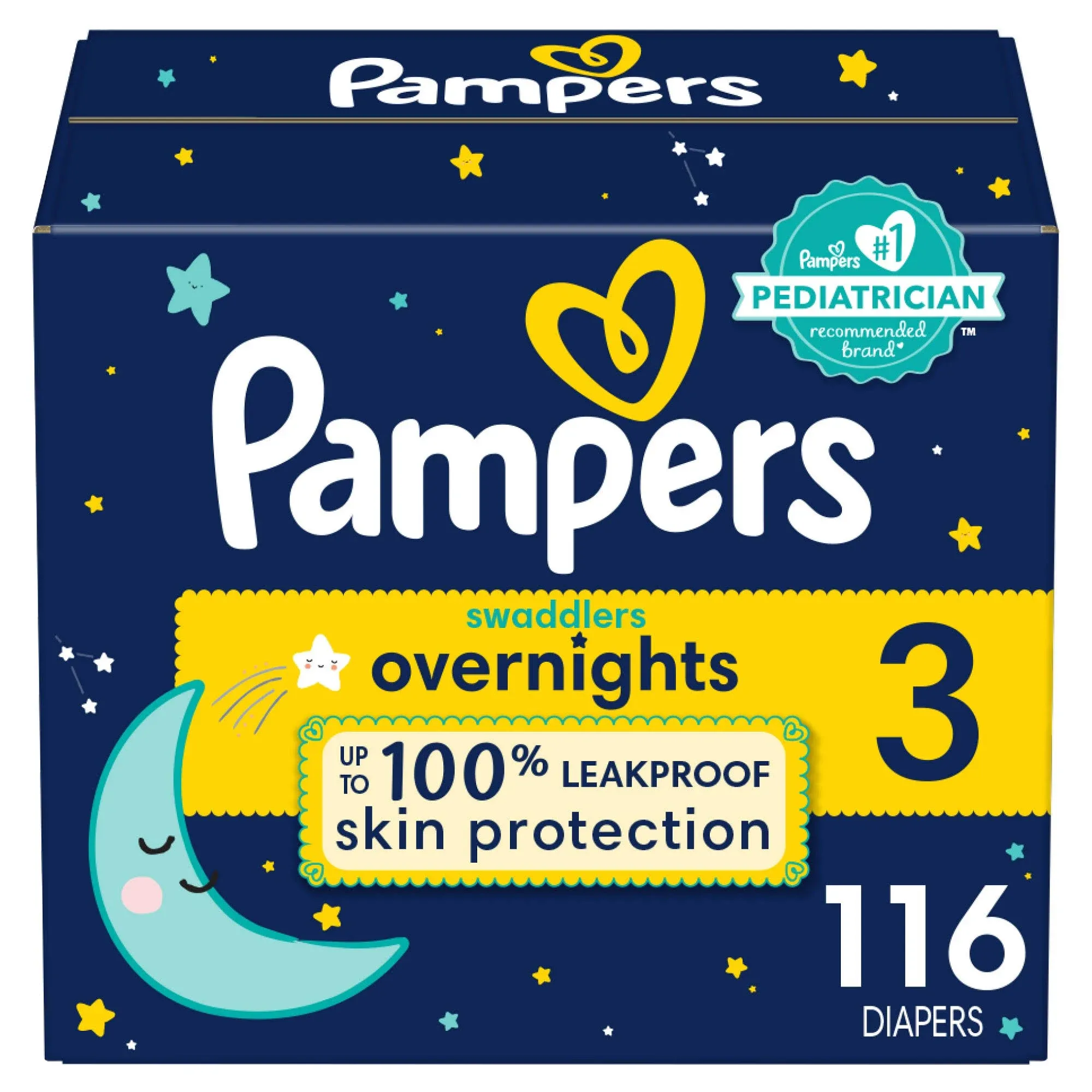 Pampers Swaddlers Overnight Diapers Size 3 116 Count