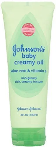 Johnson&#039;s Baby Creamy Oil - Aloe Vera &amp; Vitamin E - 8 oz