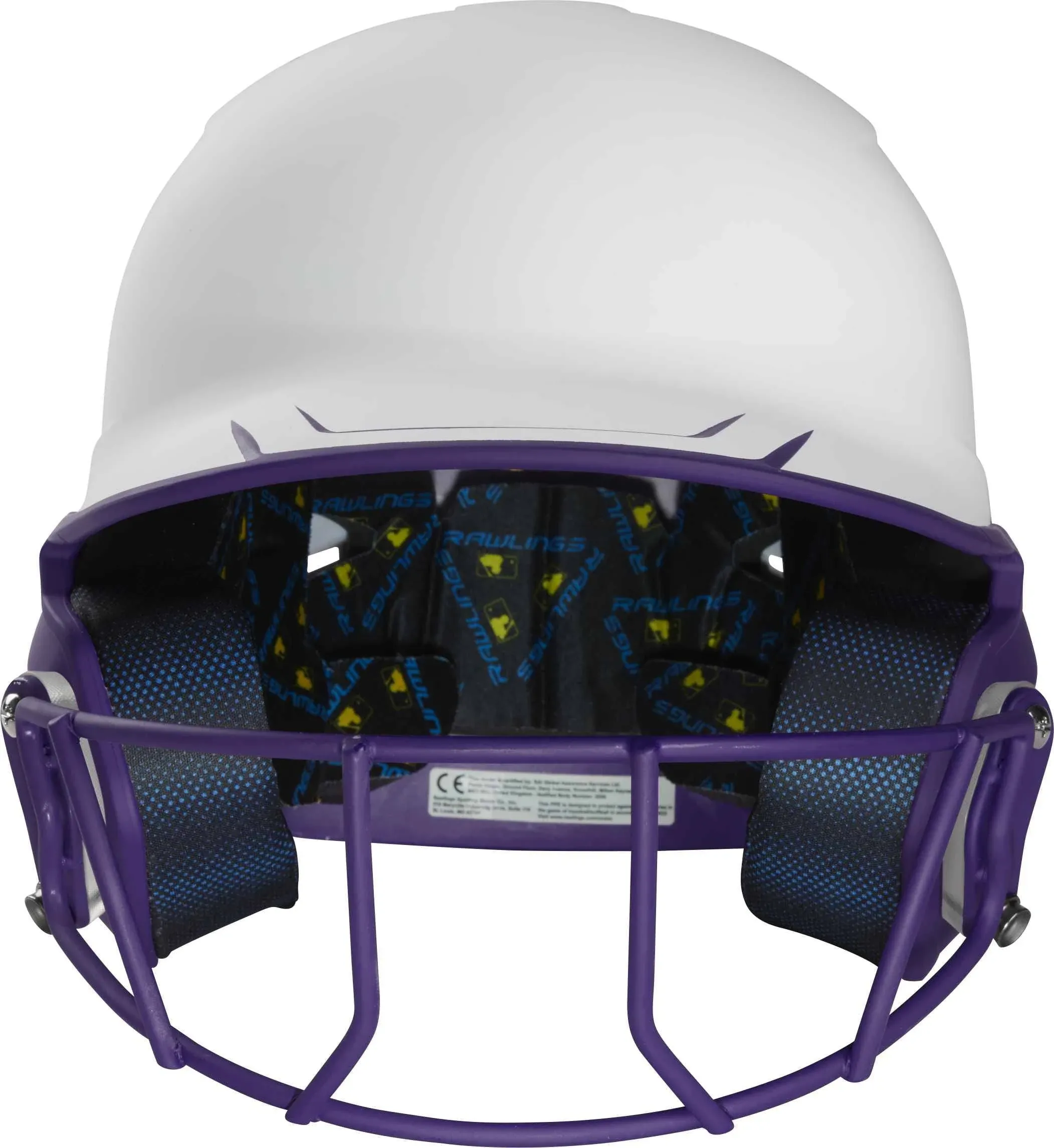 Mach Ice Fastpitch Softball Senior Batting Helmet with Face Guard, White/Purple