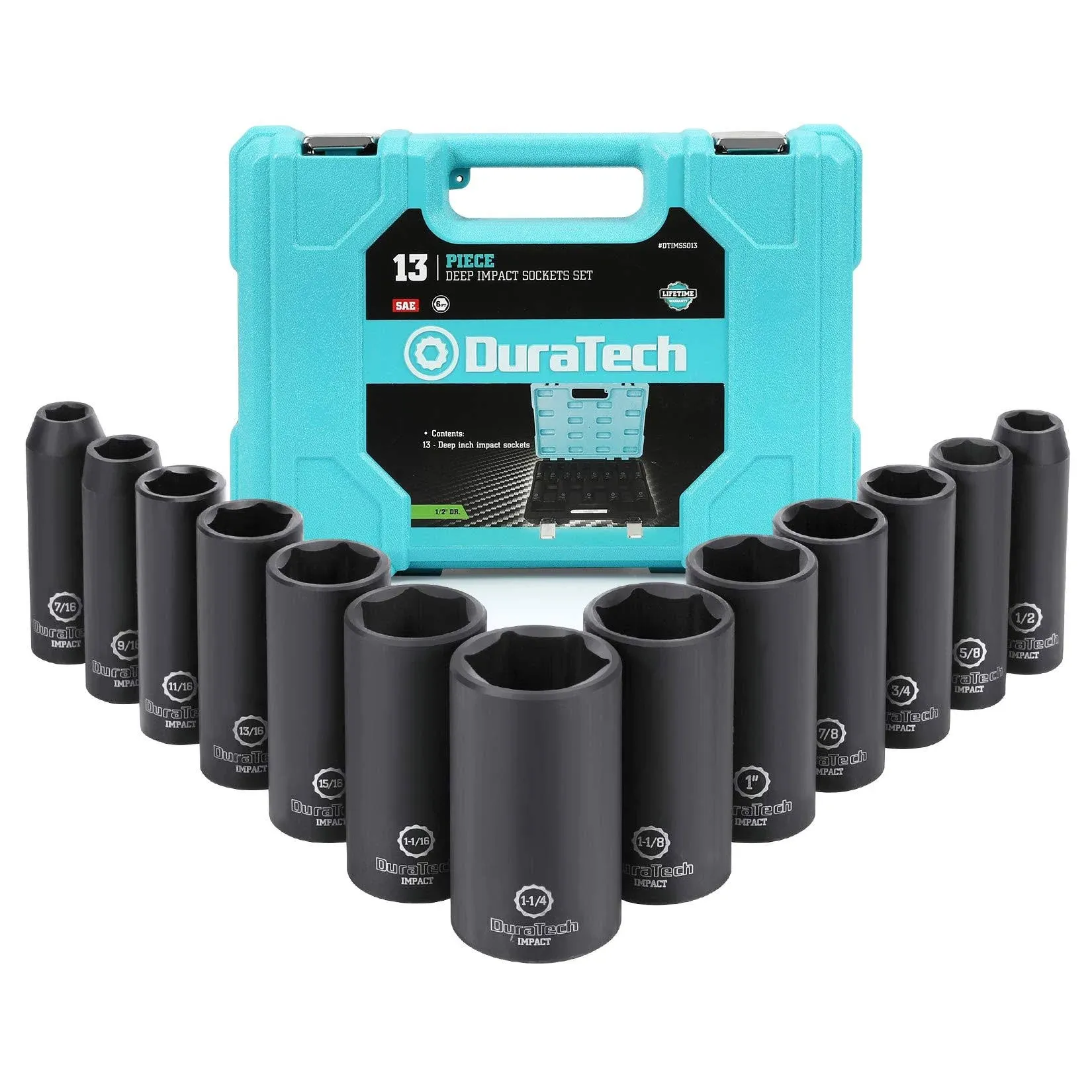 DURATECH 13Piece 1/2 Inch Drive Deep Impact Socket Set (SAE) Sockets Steel Set 820909659686 | eBay