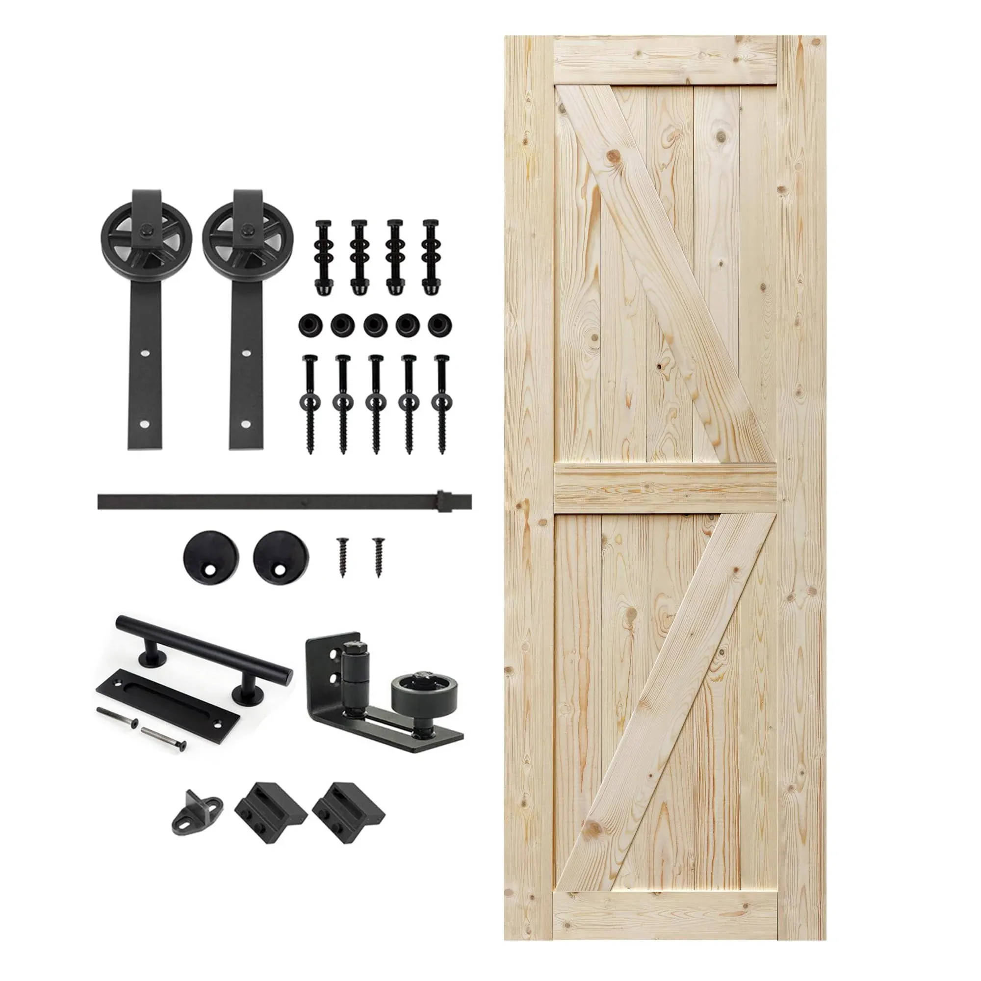 Paneled Wood Unfinished Barn Door with Installation Hardware Kit S&Z TOPHAND Size ...