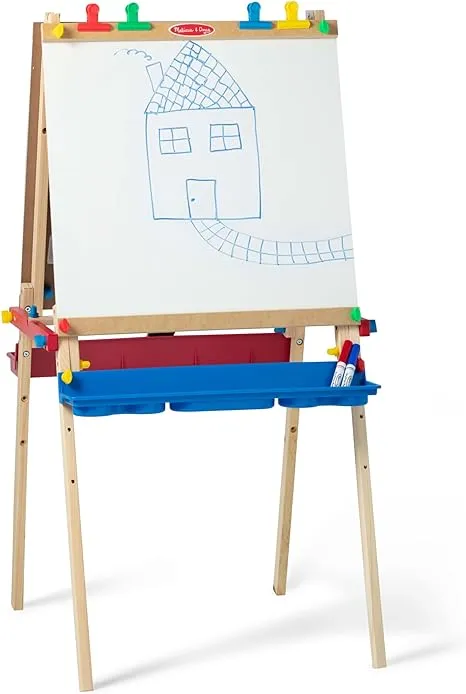 Kids Deluxe Standing Art Easel - Dry-Erase Board, Chalkboard, Paper E3