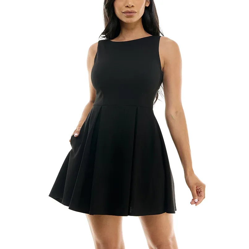 Juniors' B. Smart Sleeveless Scuba A-Line Dress with Pockets