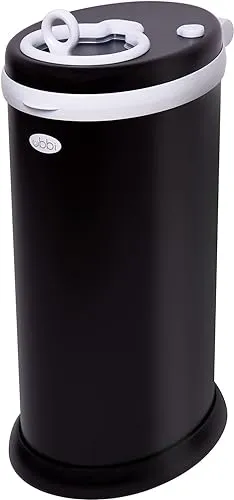 Ubbi Odor Locking Steel Diaper Pail, No Special Bags Required, Baby Registry Must-Have, Matte Black