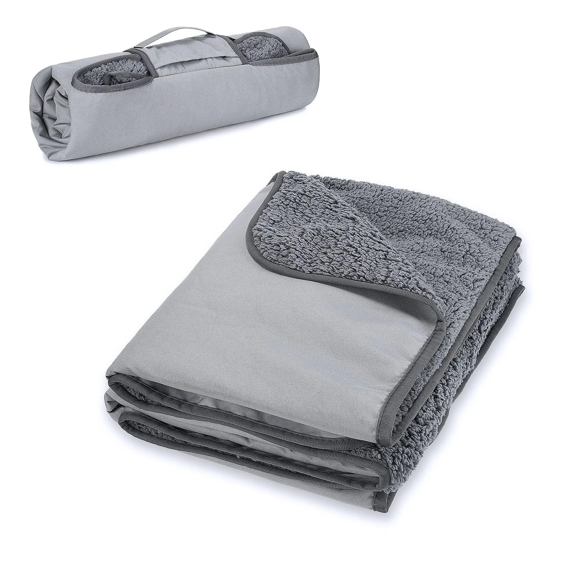 Tirrinia Outdoors Waterproof Throw Blanket, 51”x 59” Sherpa Fleece Stadium ...