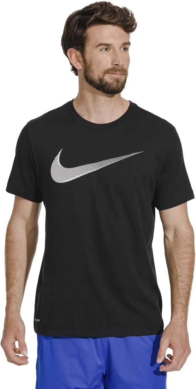 New Nike Men&#039;s Dri-fit Logo Training Top t-Shirt M Black M0720