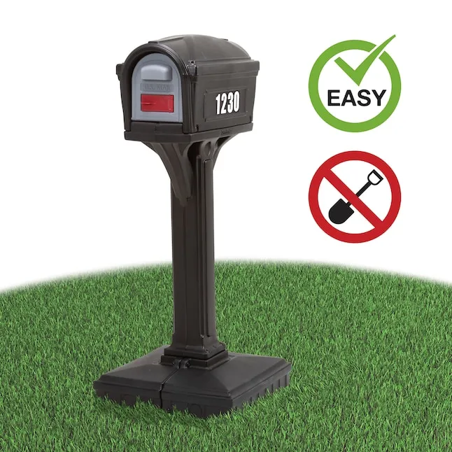 Simplay3 Dig Free Easy Up Classic Black Plastic Mailbox