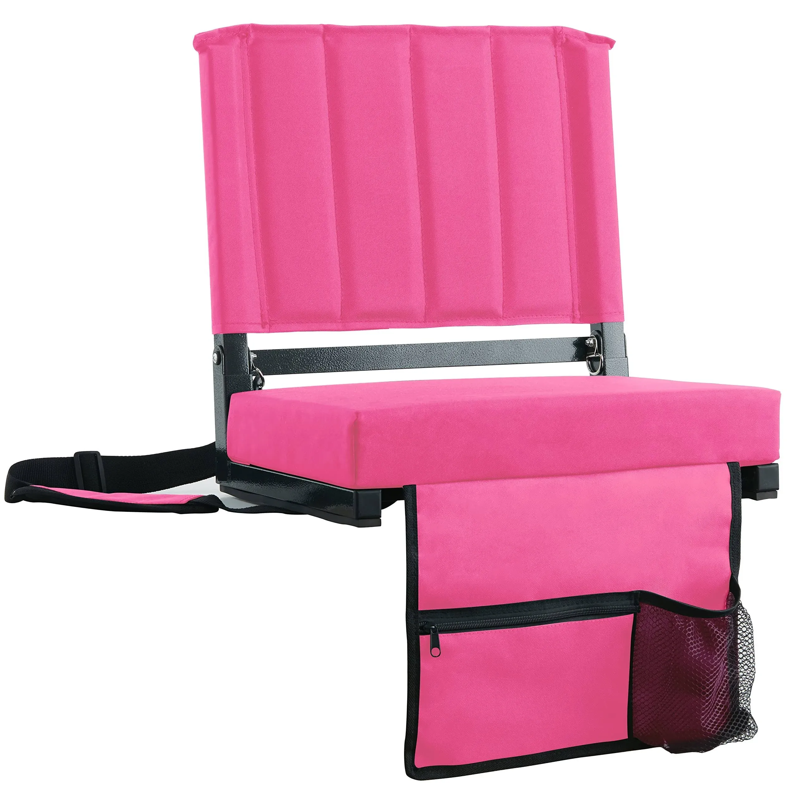 Sport Beats Stadium Seat for Bleachers with Back Support and Cushion Includes Shoulder Strap and Cup Holder