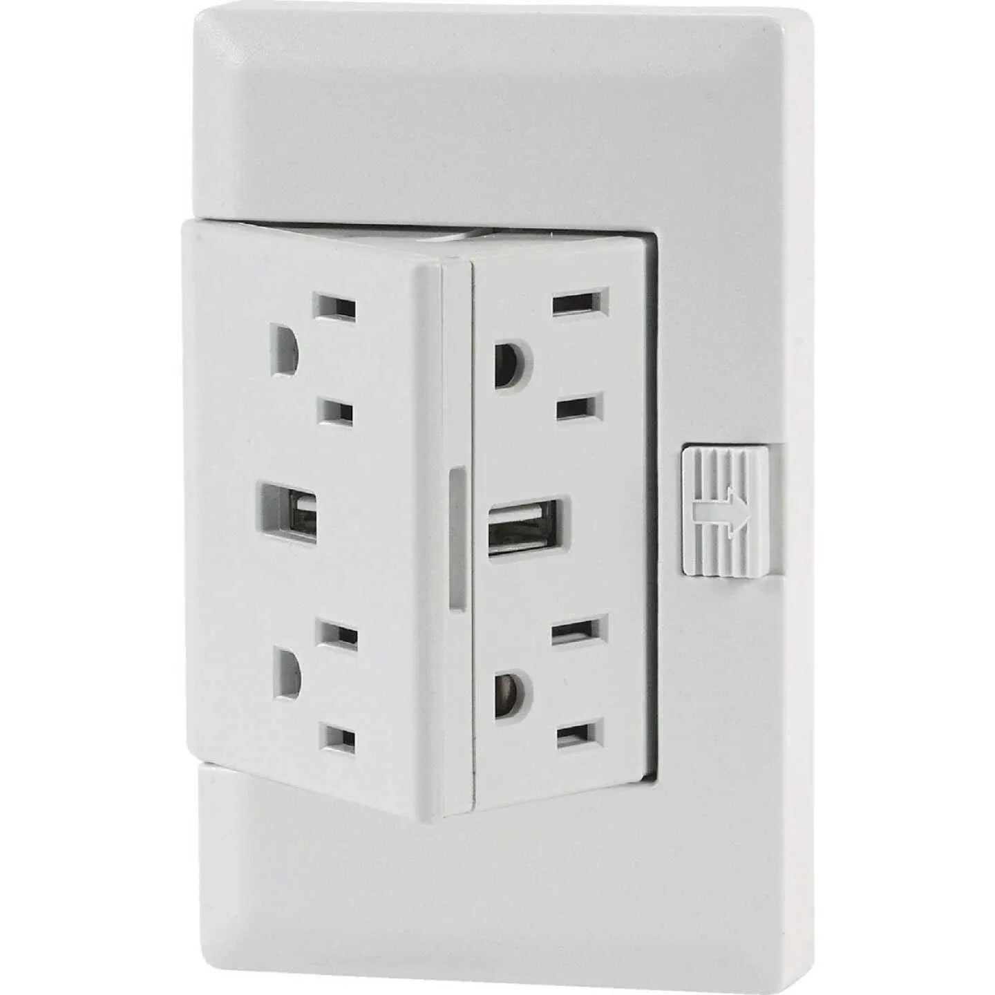 USB - 15 Amp, 125 Volt, Permanent Outlet Extender, 4 Receptacles + 2 USB Ports, Tamper Resistant