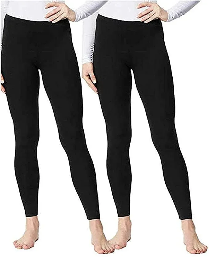 32 Degrees Women's Base Layer Heat Pant 2-Pack (Black, Small)