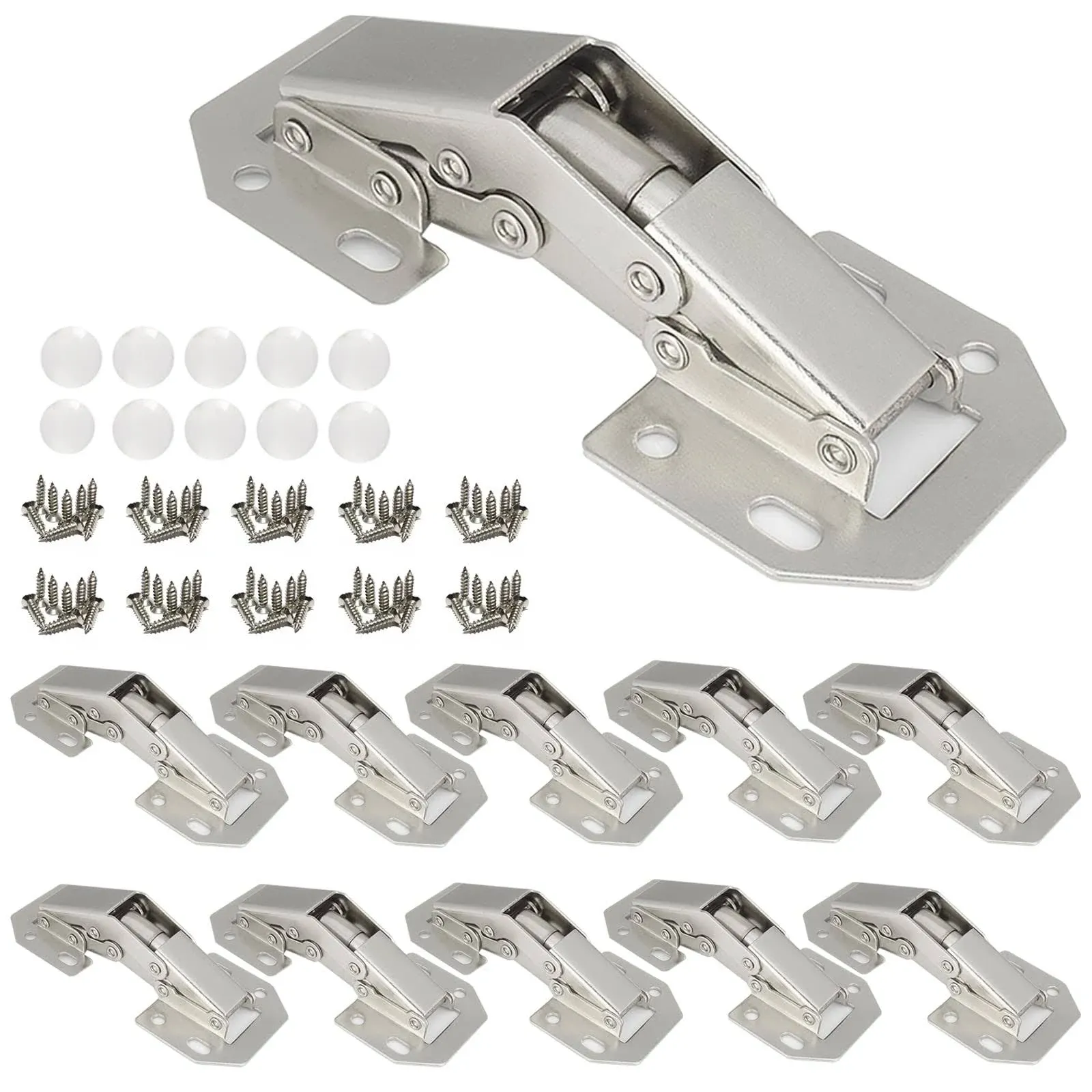 REDYA 10-Pack Hidden Hinges for Cabinet Doors, Frameless Concealed Cabinet Hinge