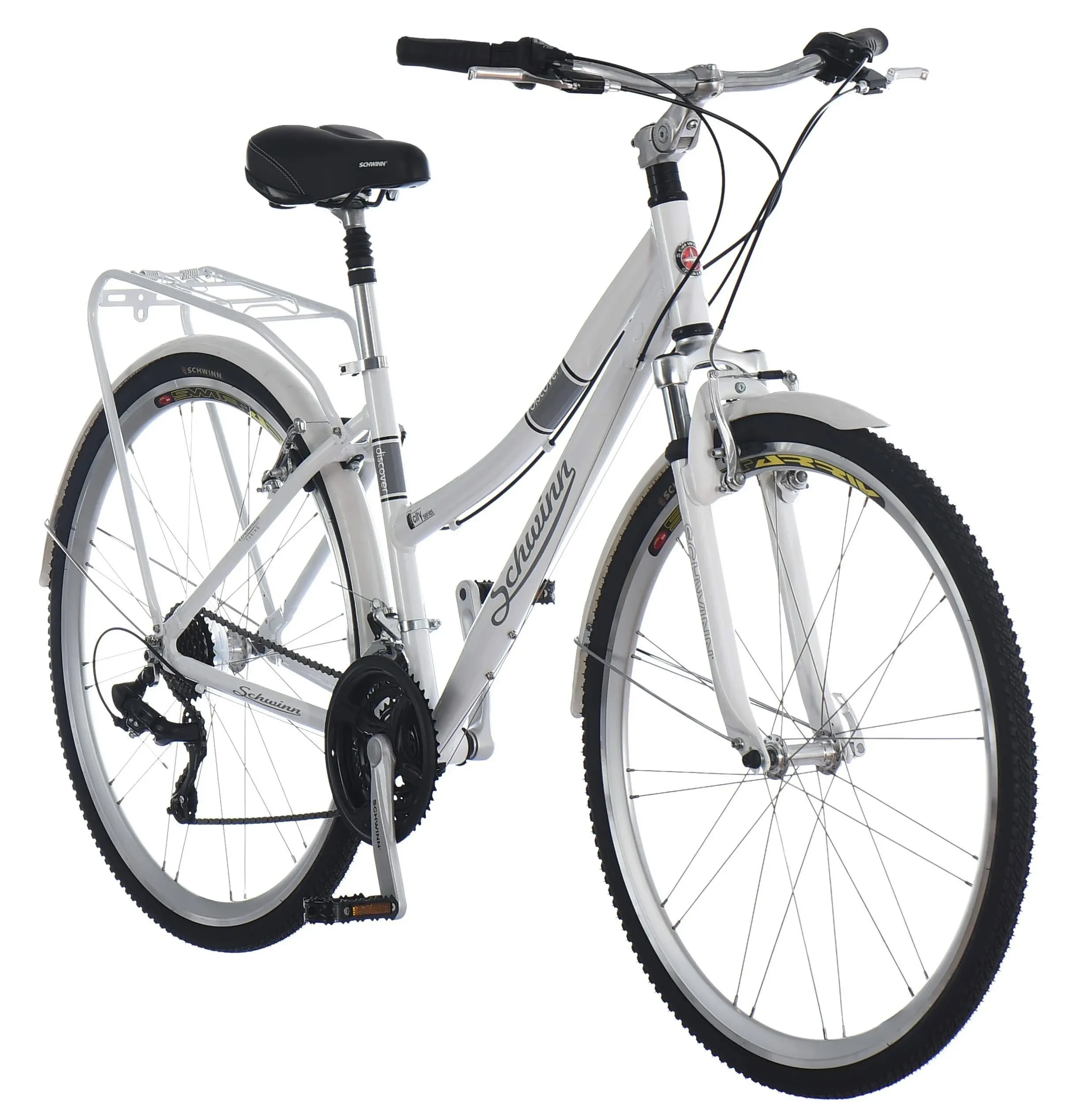 Schwinn Discover 21 Speed Women's Hybrid Bike - White