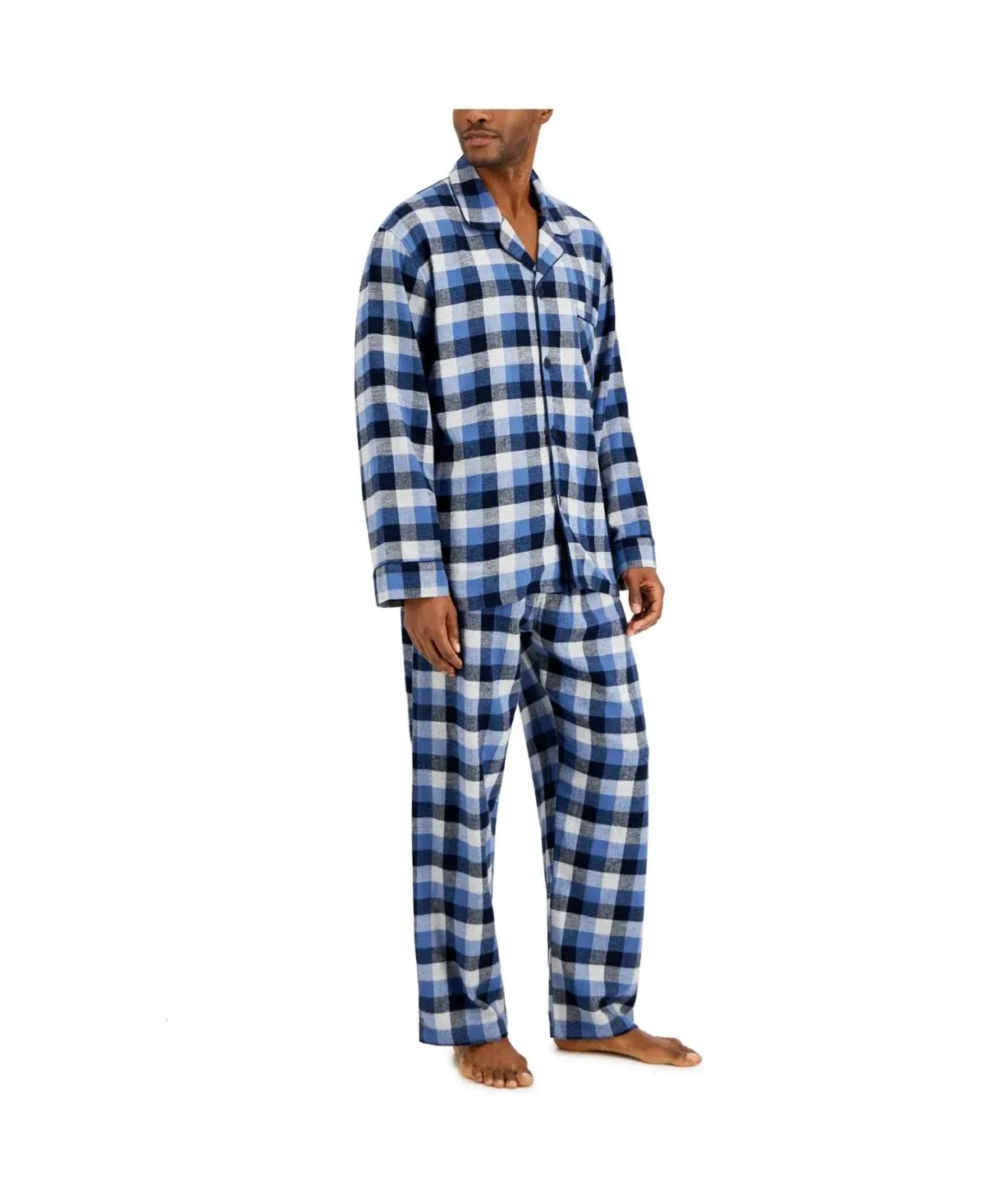 Hanes Men's Flannel Plaid Pajama Set Blue Buffalo-2XL