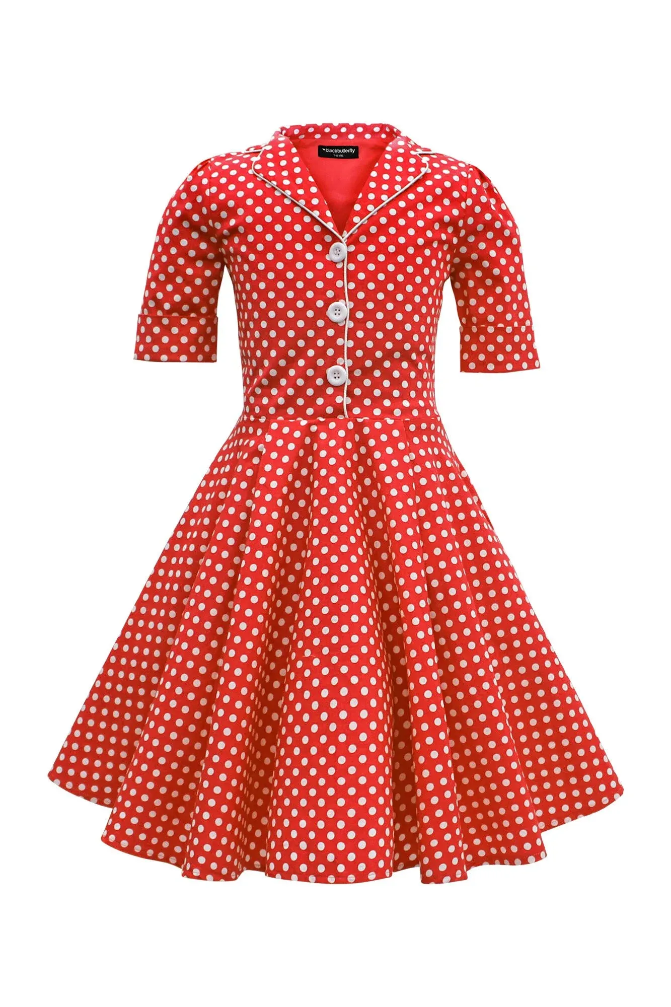 BlackButterfly Kids 'Sabrina' Vintage Polka Dot 50's Girls Dress - Red - 13 - 14 ...