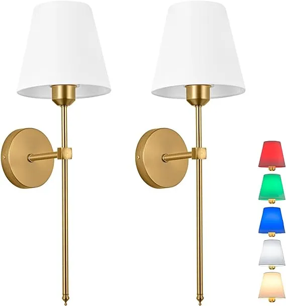 jengush Wall Sconces Lights, No Wiring Required for Installation Sconces,Remote Control, Dimmable, Farmhouse Lamp, Battery Operated for Bedroom Mirror