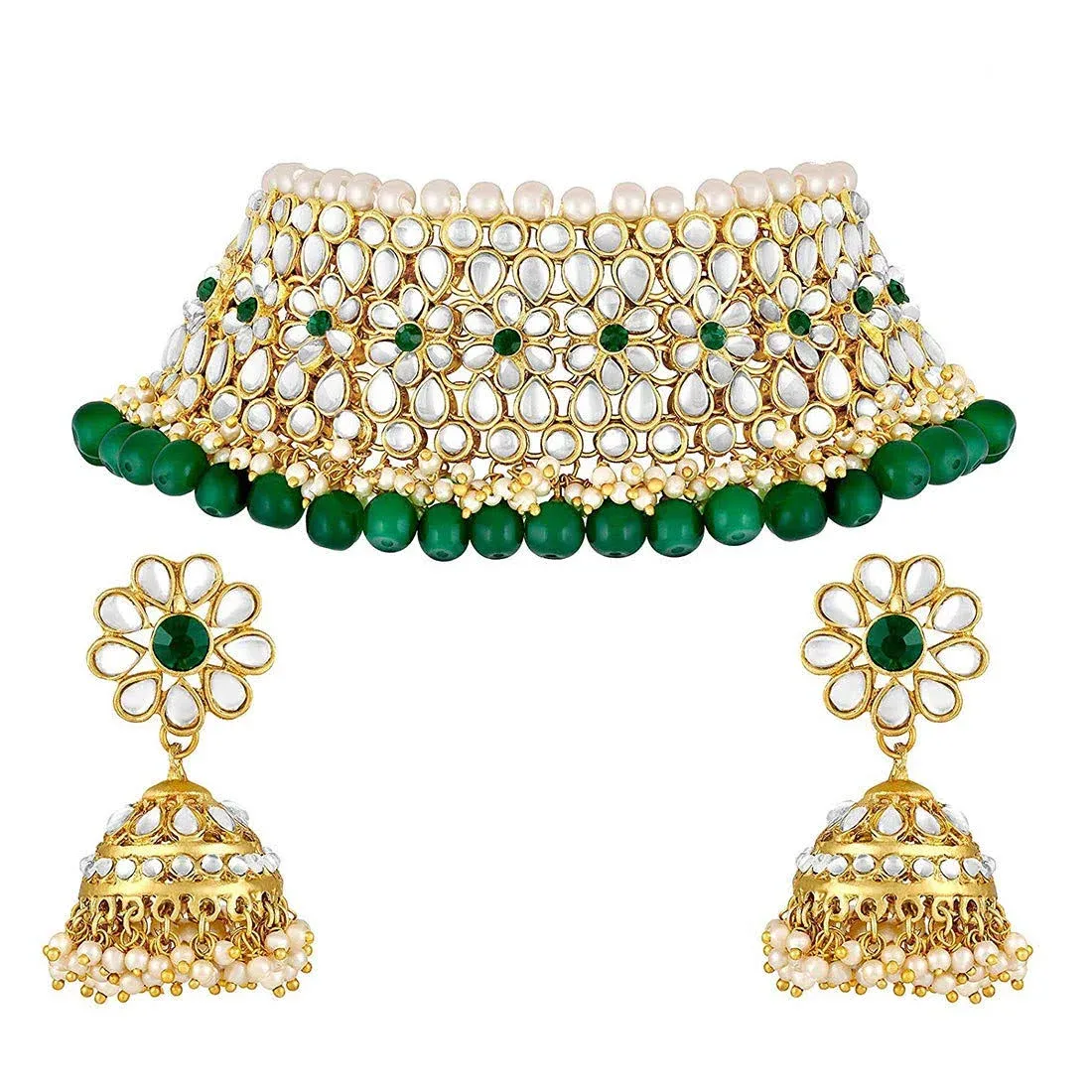 Aheli Wedding Party Wear Kundan Faux Pearl Choker Necklace Earring Traditional ...