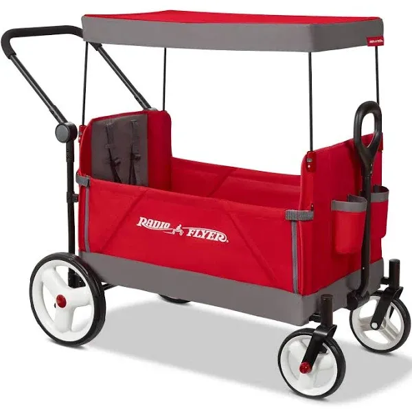 Radio Flyer Convertible Stroll N Wagon w/ Push&Pull Handle, Red/Black(Open Box)