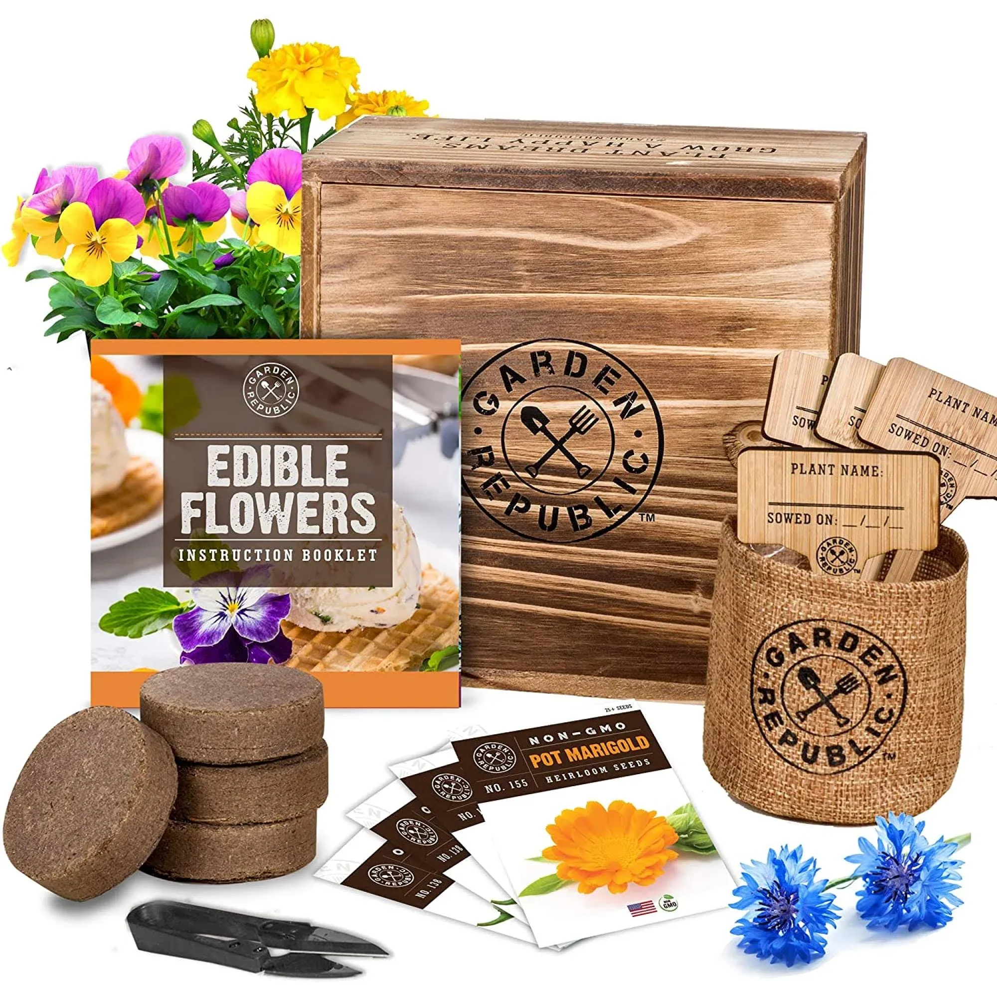 Edible Flowers Indoor Garden Seed Starter Kit | Non-GMO Heirloom Seeds for Planting