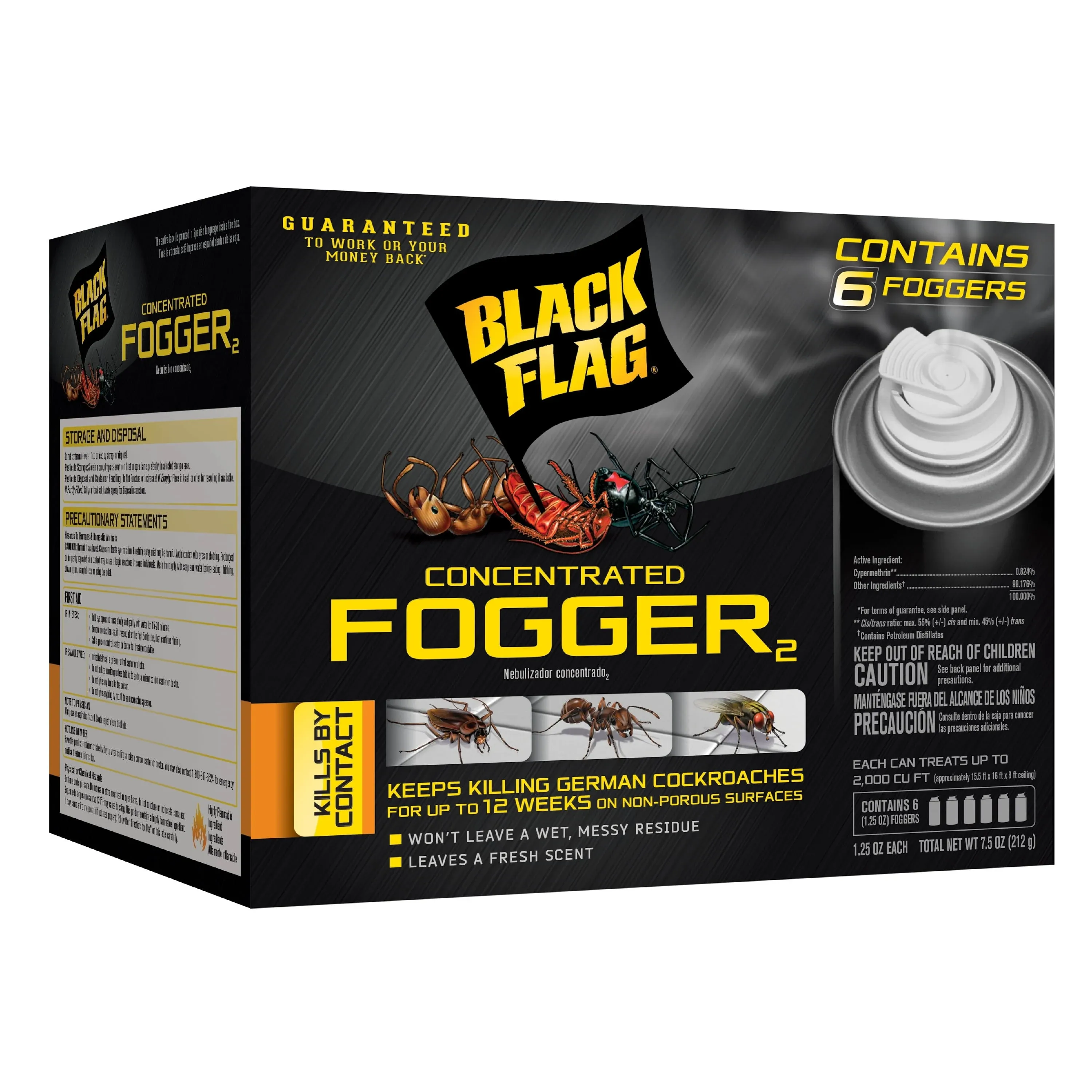 Black Flag Fogger2, Concentrated, 6 Pack - 6 pack, 1.25 oz foggers