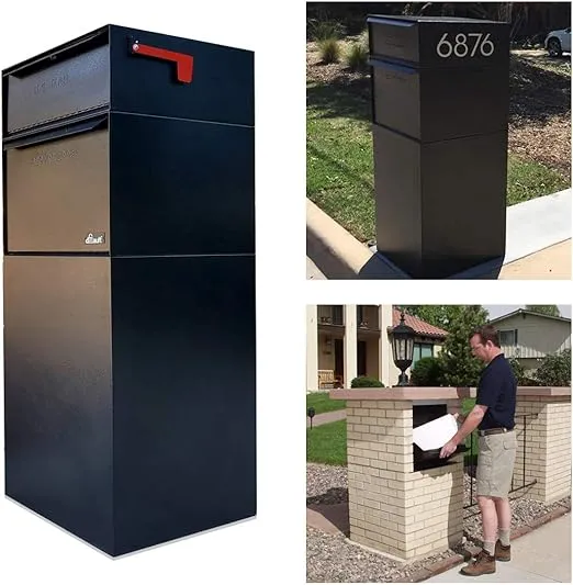 dVault Ground Mount Black Metal Small Lockable MailboxdVault Ground Mount Black Metal Small Lockable Mailbox