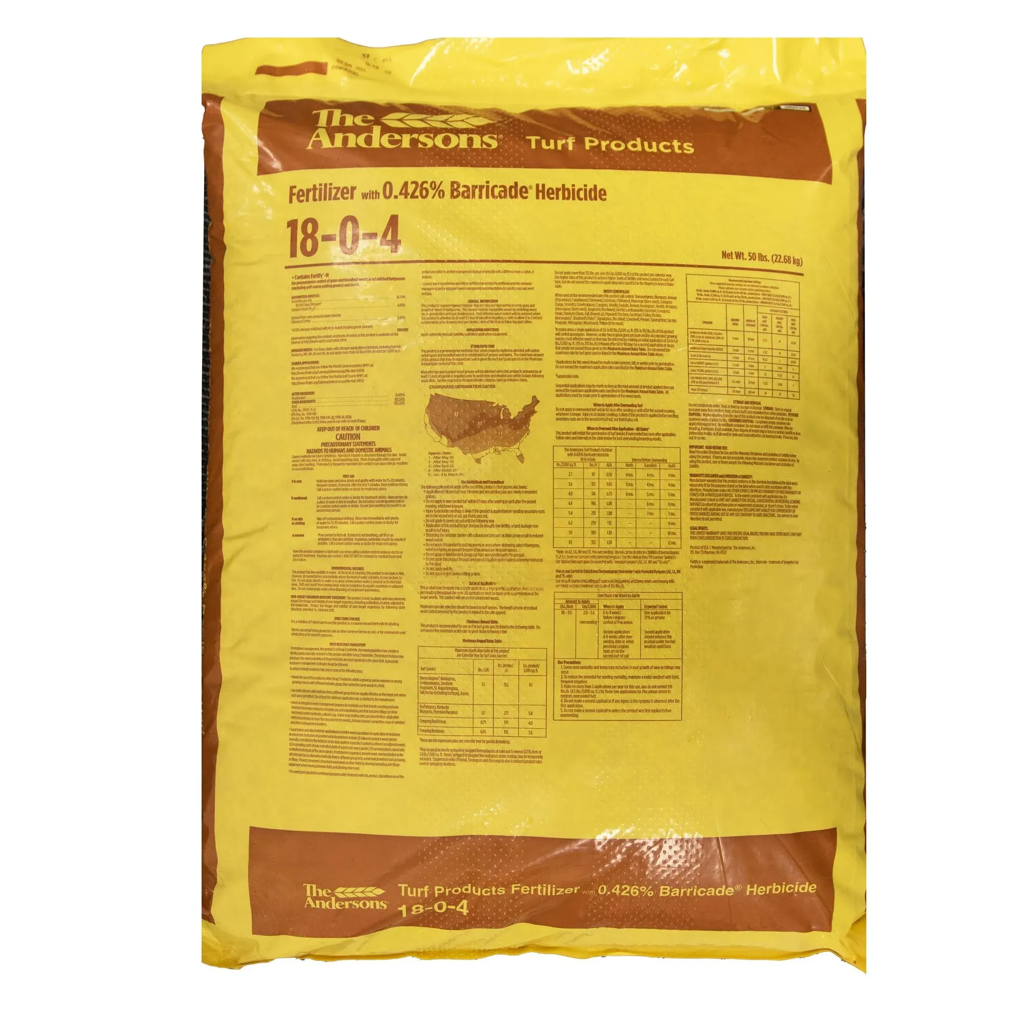 The Anderson's 18-0-4 Fertilizer with 0.426 Barricade Herbicide