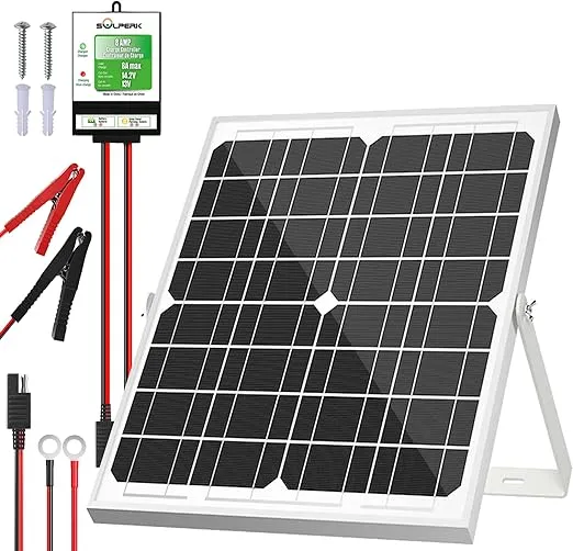 SOLPERK Solar Panel Kit 20W 12V, Solar Battery Trickle Charger Maintainer + Upgrade Controller + Adjustable Mount Bracket for Boat Car RV Motorcycle Marine Automotive