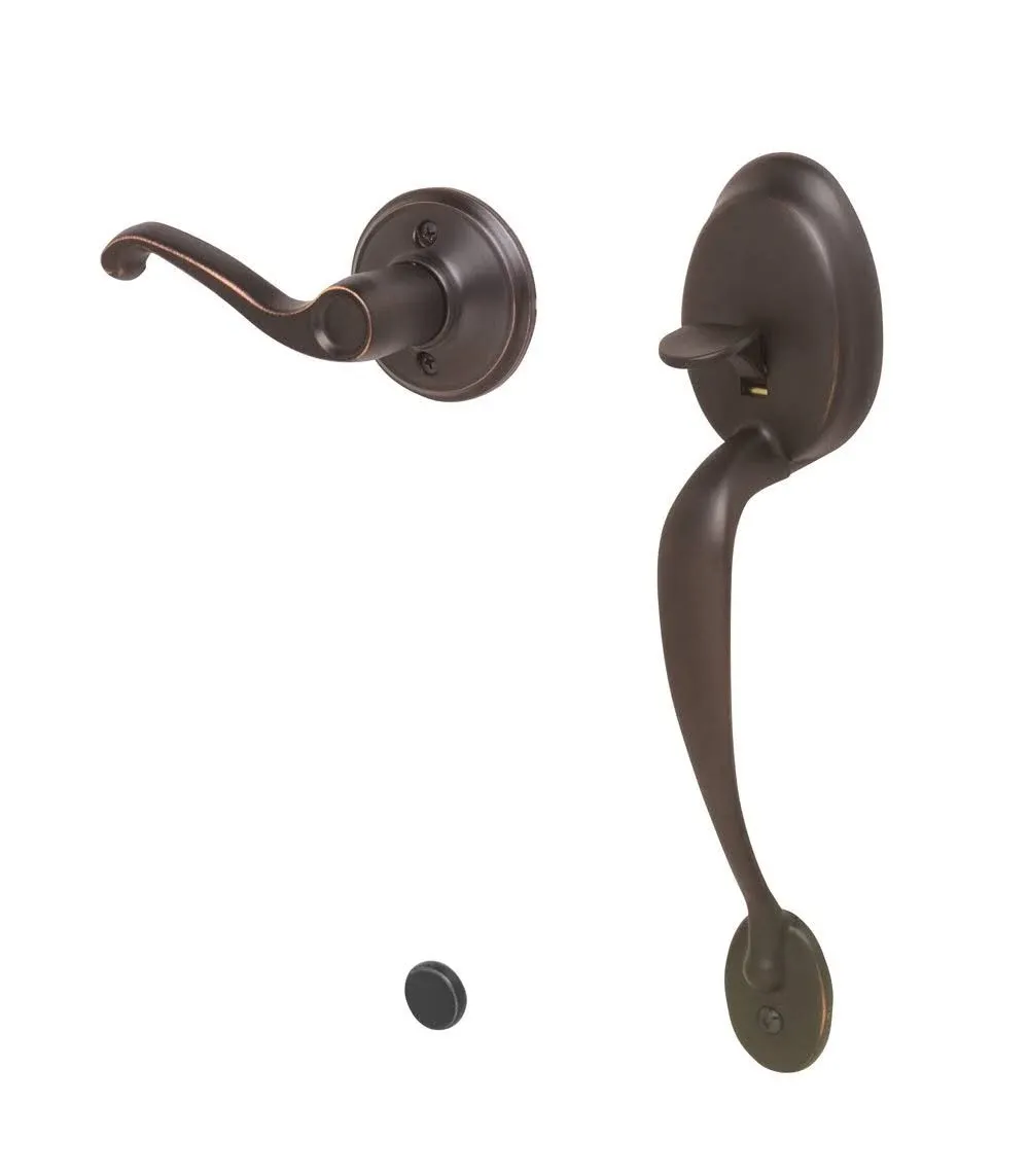 Schlage FE285 Ply 716 Fla LH , Plymouth Aged Bronze Left-Hand Handleset Less Deadbolt with Flair Interior Lever