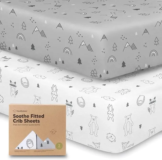 2-Pack Organic Crib Sheets for Boys, Girls - Jersey Fitted Crib Sheet, Baby C...