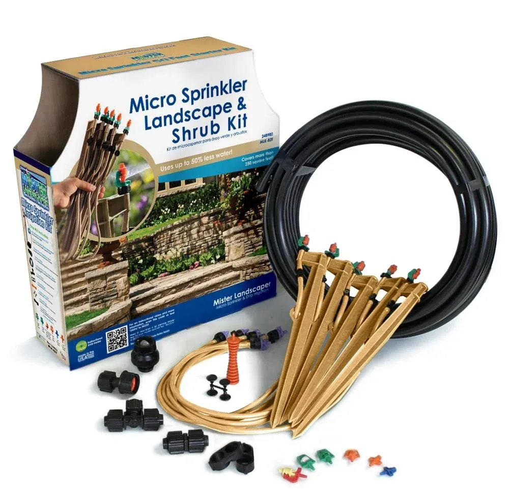 Mister Landscaper Drip Irrigation Landscape Kit, Fittings & Tubing Included, Water up to 250-sq ft, Multiple Colors/Finishes | MLK-82T