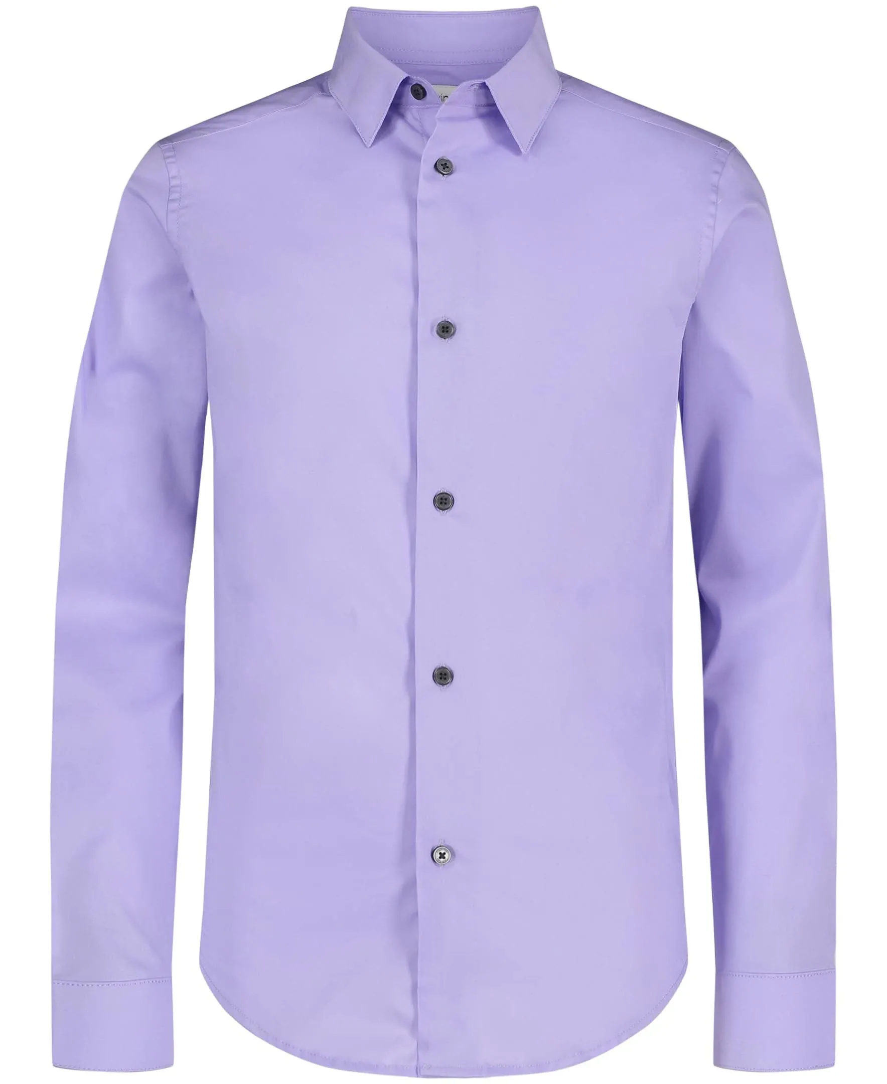 Calvin Klein Boys' Long Sleeve Slim Fit Dress Shirt, Button-Down Style with Cuffs & Shirttail Hem