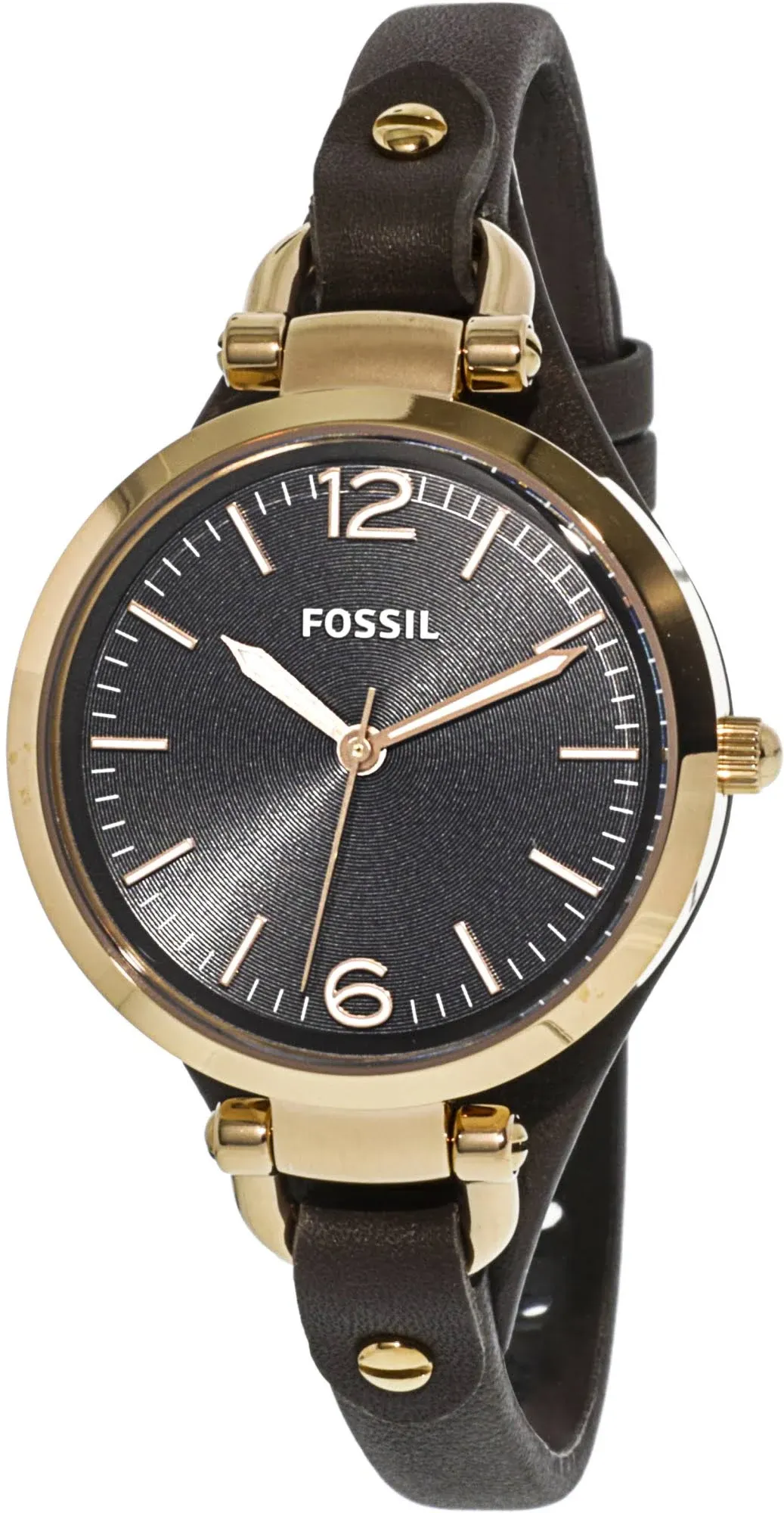 Fossil Women&#039;s Georgia ES3077 Grey Calf Skin Analog Quartz Dress Watch